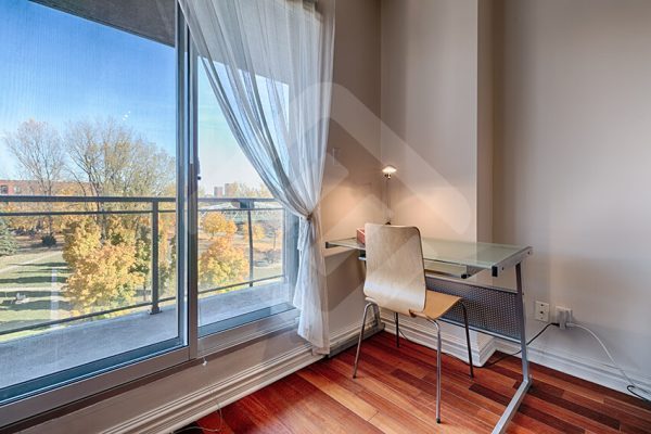 Condo for Rent balcony view from livingroom in Le Sud Ouest Montréal short term furnished rental in montreal