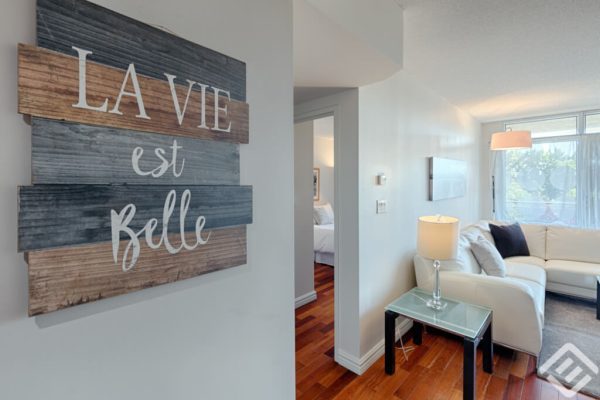 Fully Furnished Condo living area-2 for Rent in Montreal fully furnished apartments in montreal