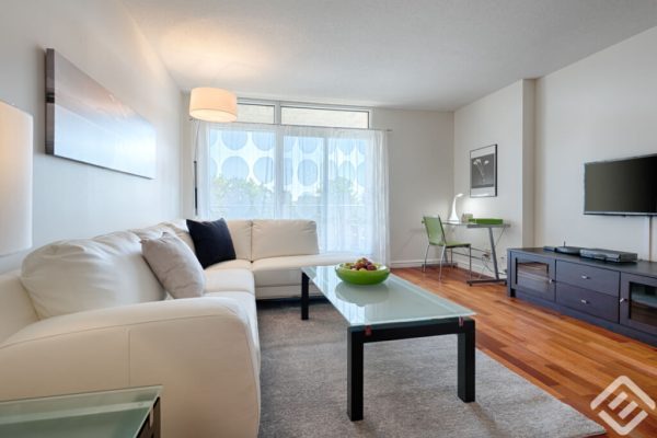 Fully Furnished Condo living room-2 for Rent in Montreal fully furnished apartments in montreal