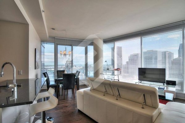 furnished apartments downtown livingroom with kitchen for rent in Montreal furnished apartments for rent in montreal