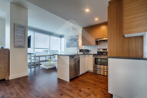 studio apartment downtown kitchen with livingroom in montreal for rent